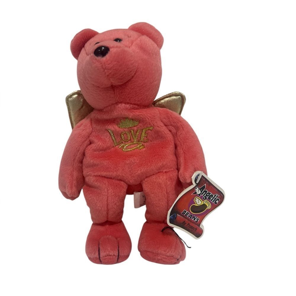 Angel Red Plush Bear with Gold Wings NWT
